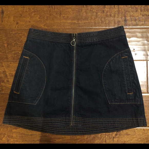 Dark Blue Jean Zip Up Skirt - Picture 1 of 3